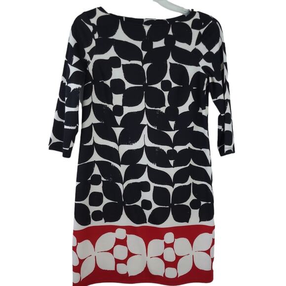 New Directions Sheath Size 10 Dress Black Cream Red, 3/4 Sleeves, Career Casual - Picture 1 of 4